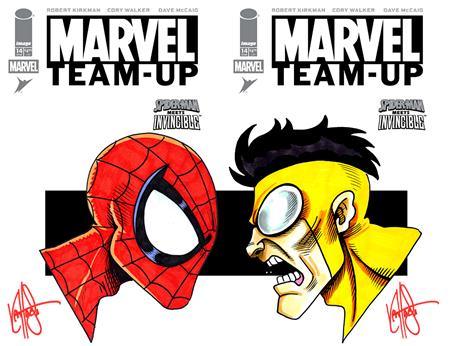 Df Marvel Team Up #14 Facsimile Edition Dual Blank Variant Set Signed And Remarked By Ken Haeser ---- 0326DE0597