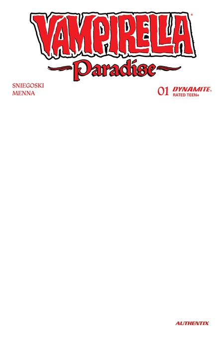 Vampirella Paradise #1 Cvr G Blank Authentix Var