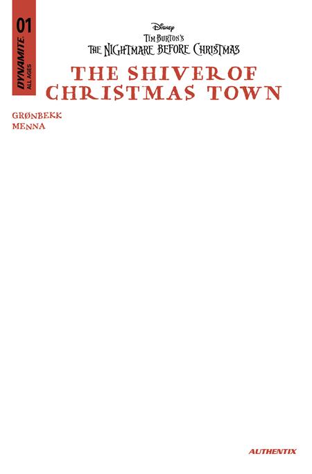 Tim Burtons The Nightmare Before Christmas The Shiver Of Christmas Town #1 Cvr E Blank Authentix Var