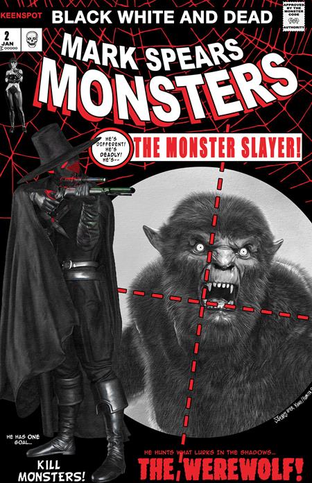 Cover of Mark Spears Monsters #2 4Th Ptg Black White & Dead Edition CVR D Mark Spears Asm #129 Homage VAR, cover art by Mark 