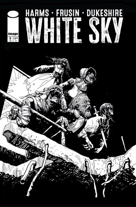 Cover of White Sky #9 CVR B Marcelo Frusin B&W VAR (MR), cover art by Marcelo Frusin