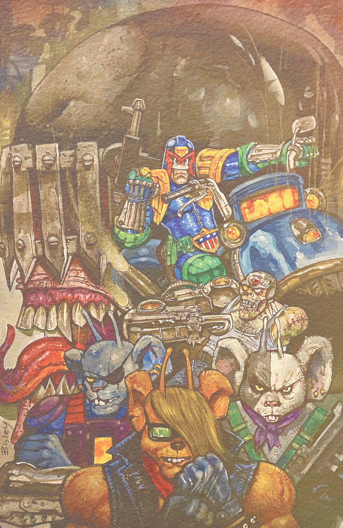 Cover of Judge Dredd/Biker Mice from Mars #2 Cover D Simon Bisley Foil Var, cover art by Simon Bisley