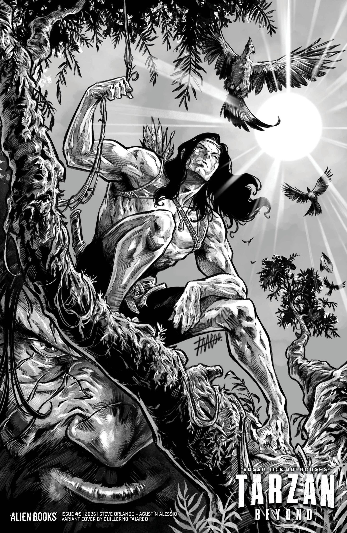 Tarzan Beyond #5 Cover D Guillermo Fajardo Black & White Variant