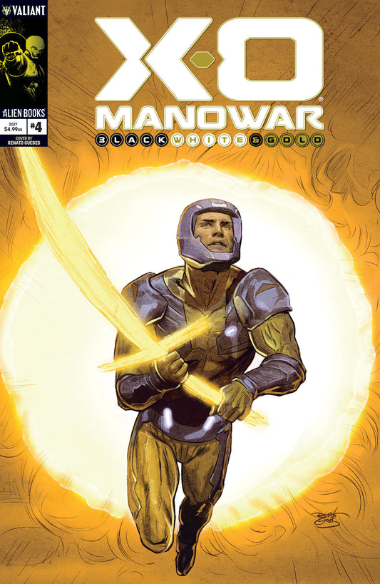 Cover of X-O Manowar: Black, White & Gold #4 Cover A (Guedes), cover art by Renato Guedes