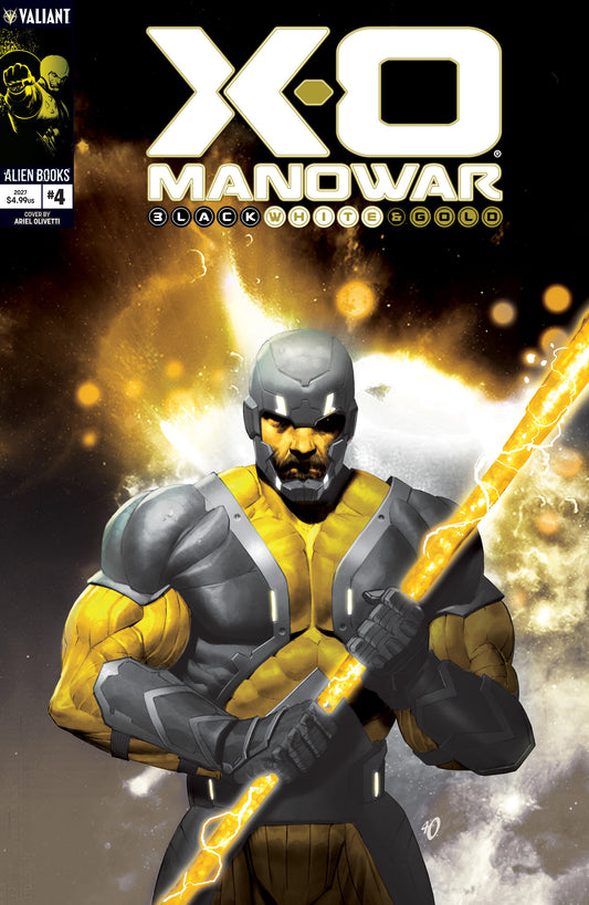 Cover of X-O Manowar: Black, White & Gold #4 Variant B (Olivetti Black, White & Gold Variant), cover art by Ariel Olivetti