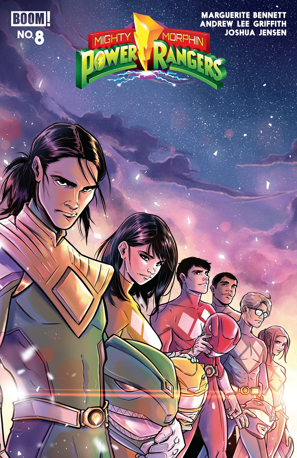 Cover of Mighty Morphin Power Rangers (2026) #8 A Main (Dressed, Di Gianfelice), cover art by Simona Di Gianfelice