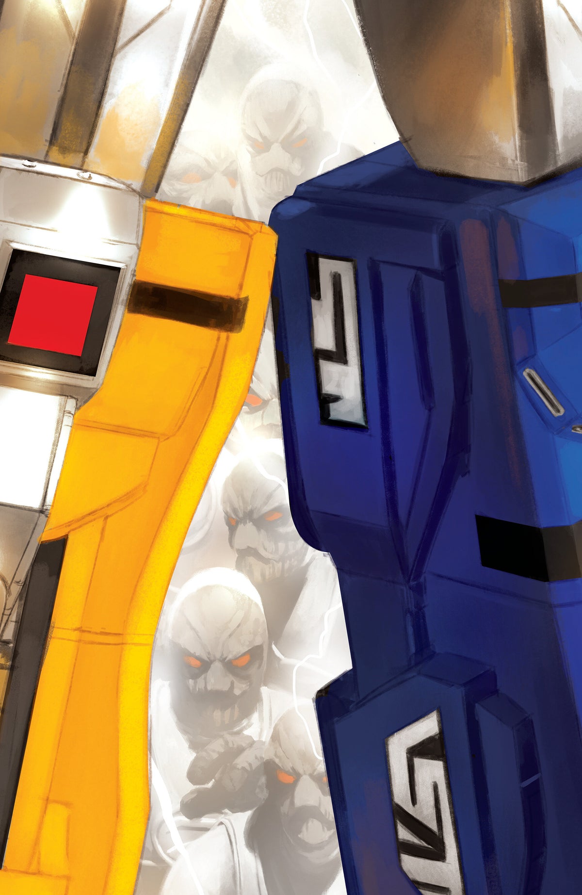 Cover of Mighty Morphin Power Rangers (2026) #8 C Megazord Card Stock Connecting Variant (Full Art, Mercado), cover art by Mi