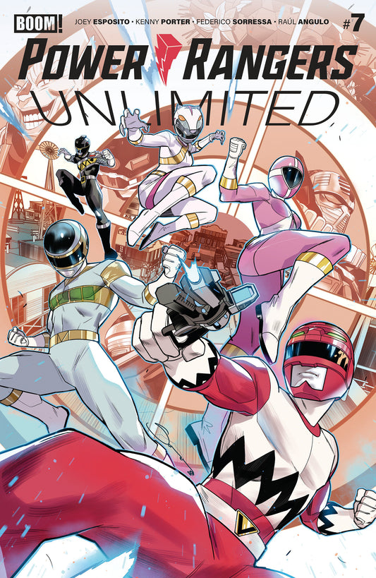 Cover of Power Rangers Unlimited #7 A Main (Dressed, Sorressa), cover art by Federico Sorressa
